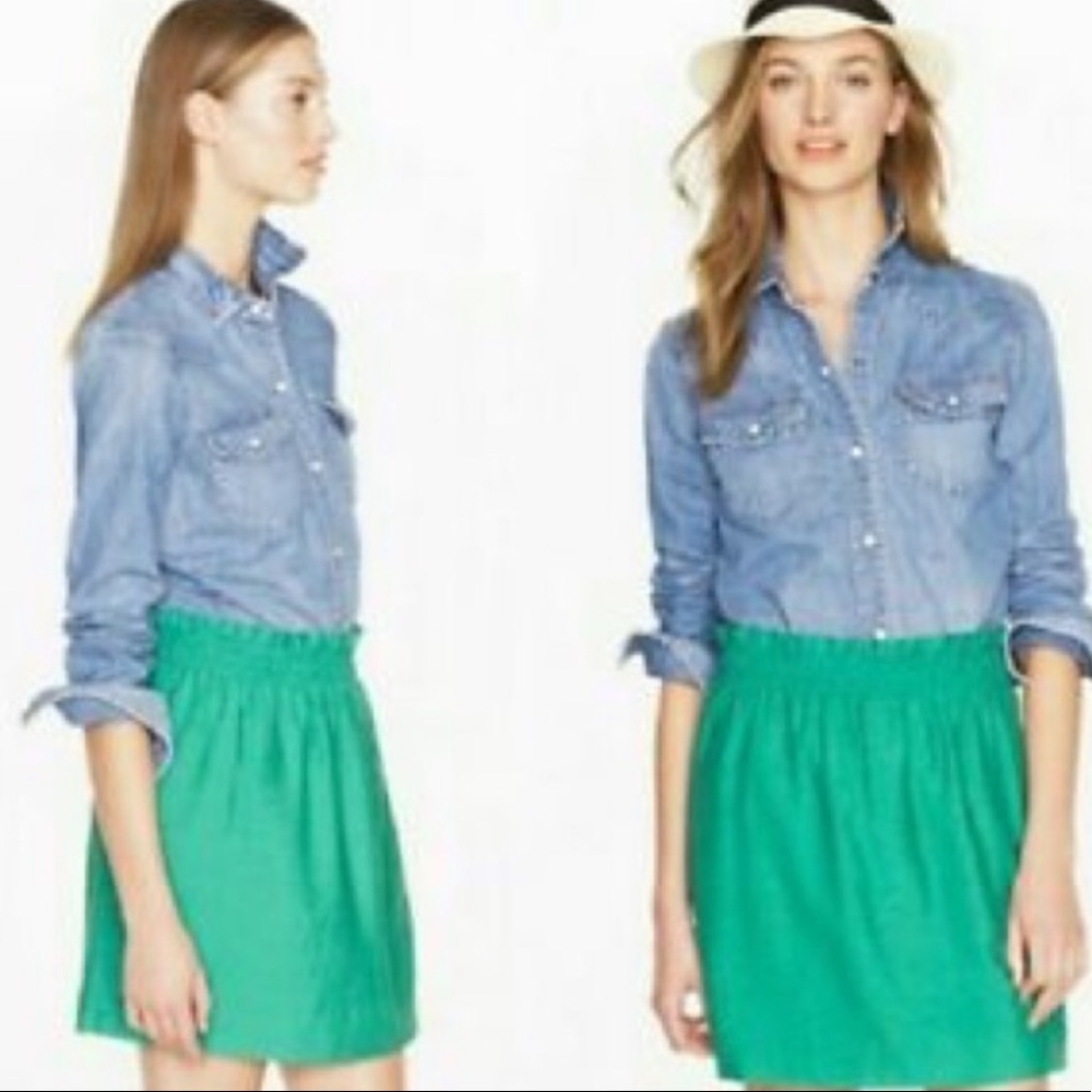 J. Crew Kelly Green Linen-Blend Skirt